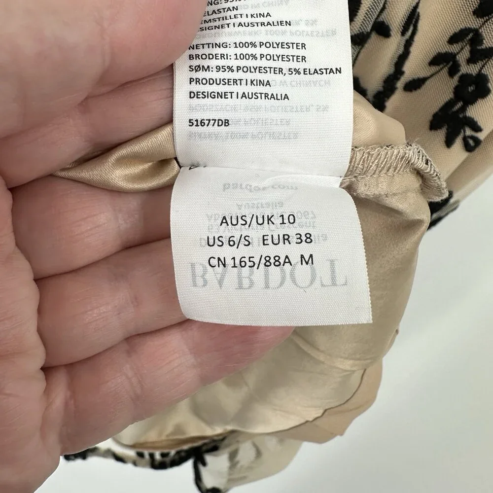 BARDOT dress sheer lace floral pencil wiggle party cocktail nude black SMALL - Picture 12 of 12